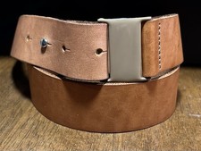 Gap Brown Cow Leather Belt SzXS 25-26 1-3/8  Wide Loop Stud End Adjustable GUC