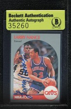 BAS 1990-91 NBA Hoops Larry Nance #78 Authentic Auto 3c7