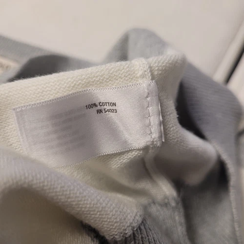 Old Navy Mens Striped Sweater XXL 100% Cotton Light Gray Cream Knit Long Sleeve - Picture 14 of 18