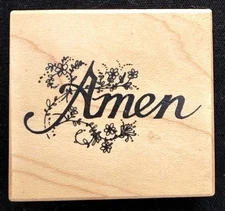 PSX Designs Rubber Stamps Amen Saying Vines Flowers Religious Spiritual