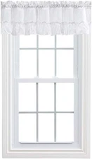 Ellis Curtain Stacey Sheer Ruffled Filler Valance, White, 54" x 13