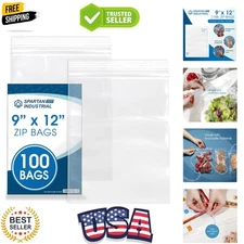 Multipurpose 9"x12" Resealable Zip Bags - 100 Pack for Easy Storage & Protection