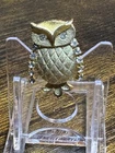 Vintage Avon Gold Tone Owl Brooch Rhinestone Accent 1960s Costume Jewelry