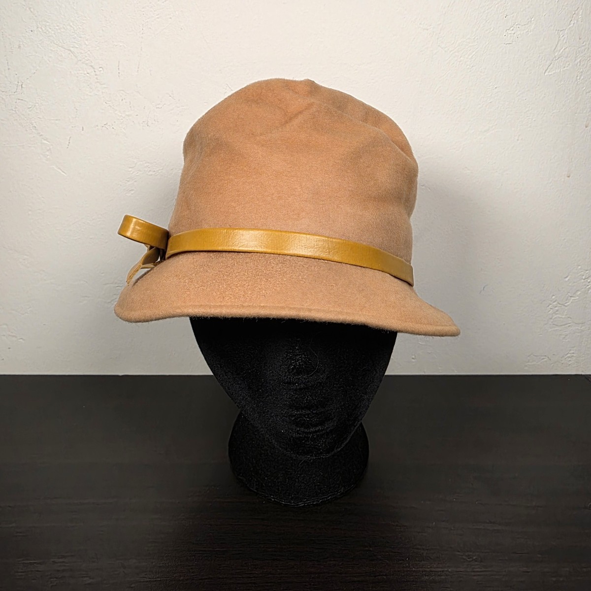 Vintage 1960s Henry Pollak Wool Felt Cloche Hat Camel Tan 