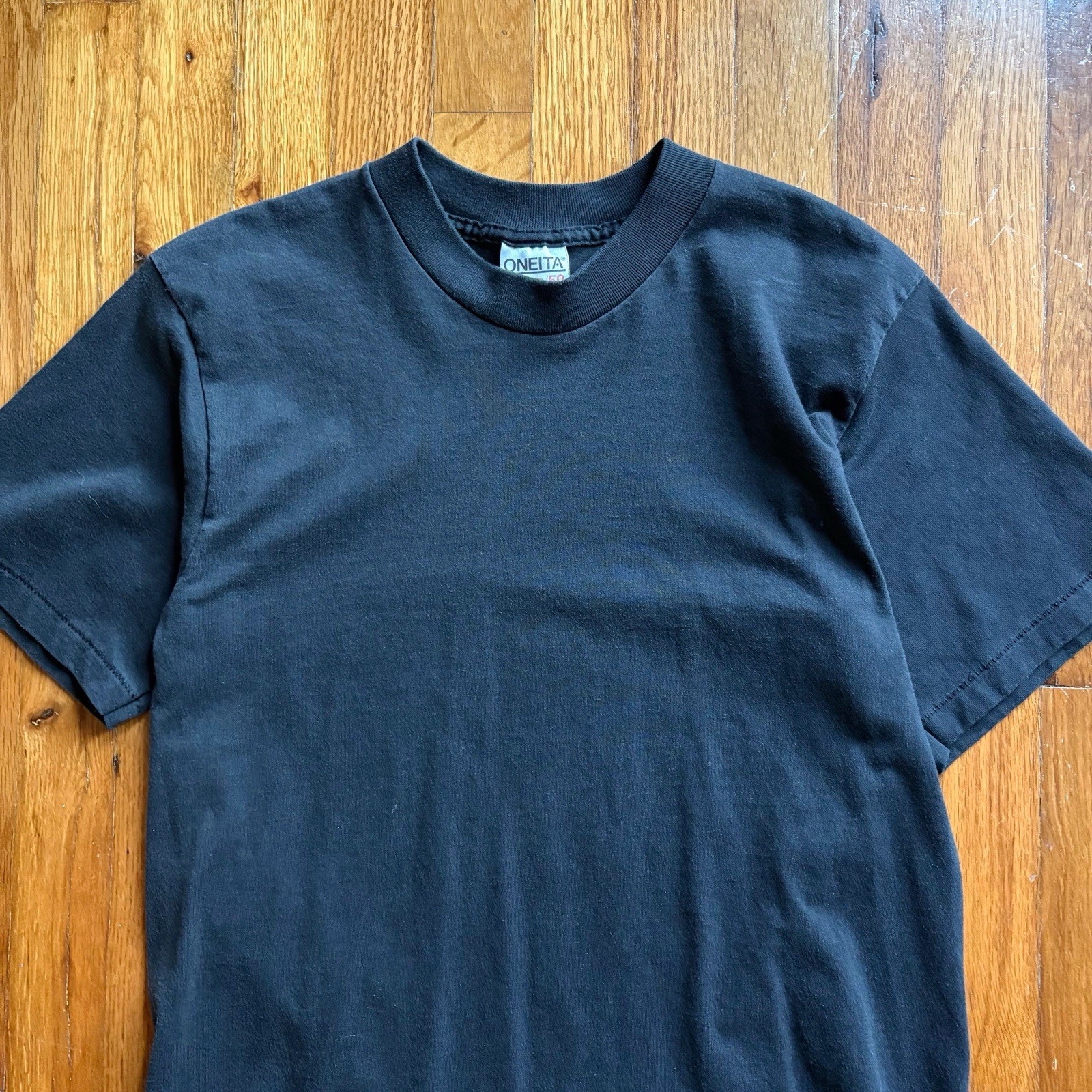 Vintage 1990’s Single Stitch Blank Basic Faded Bl… - image 2