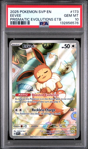 PSA 10 Eevee #173 2025 Prismatic Evolutions ETB English Pokemon Card