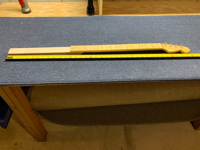 Fender Style Cigar Box Guitar Neck - Fretted, with Fret markers and Tuners