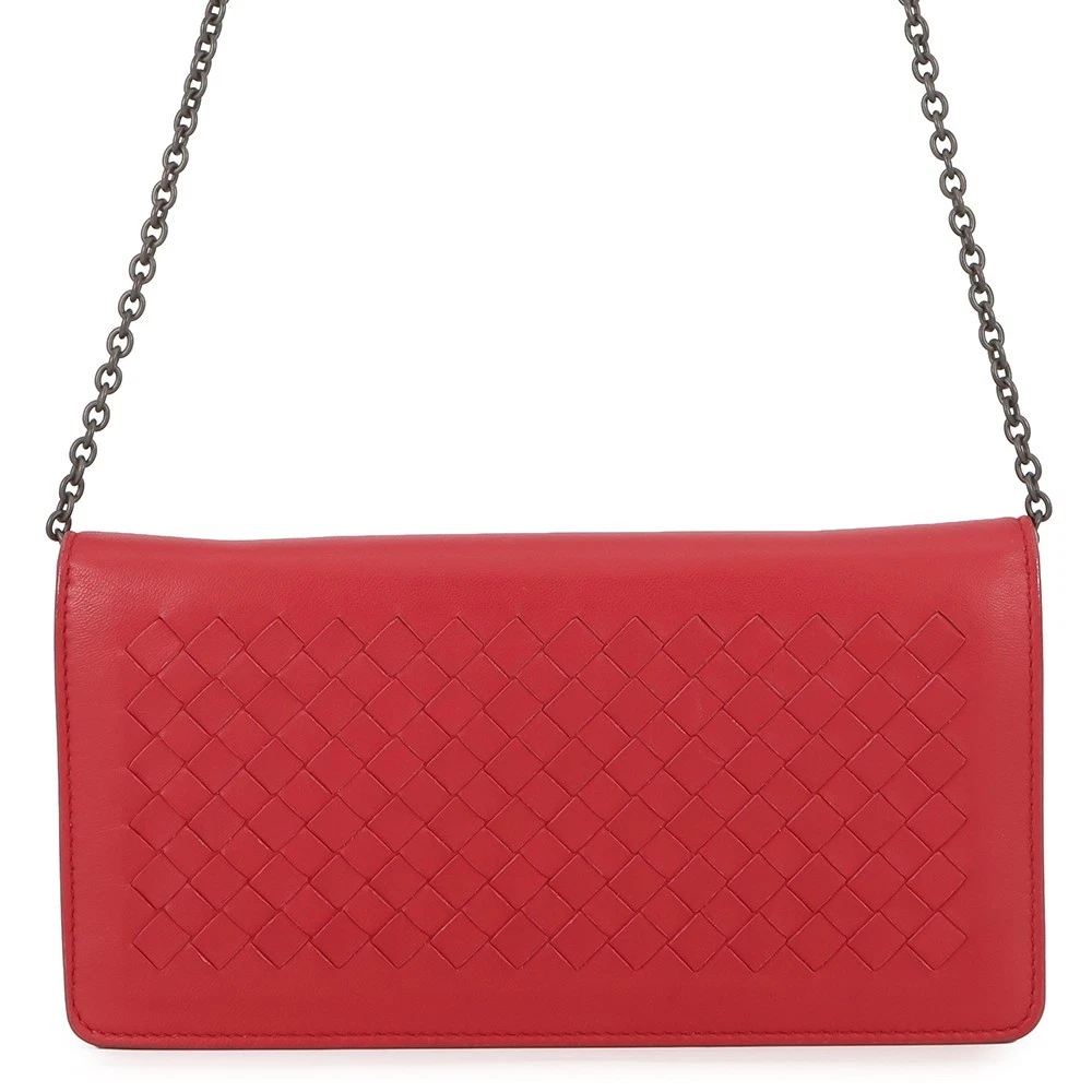Bottega Veneta — Bottega Veneta INTRECCIATO Chain wallet Leather Red 586906