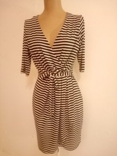 Vintage Covington Black And White Striped Midi Dress Size S