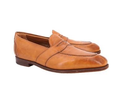 $1675 | EDWARD GREEN 10 10.5 D TAN EDWARDIAN ANTIQUE LOAFER SPLIT TOE 101 LAST