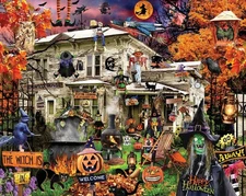 White Mountain Witches Welcome Halloween Puzzles 1000 Pieces Haunted House... 