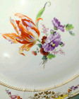 KPM Potsdam Rocaille serving / cake plate, flowers yellow border gilt leaves — photo 3