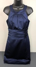 David's Bridal Navy Cocktail Mini Halter Dress Size 4 Satin