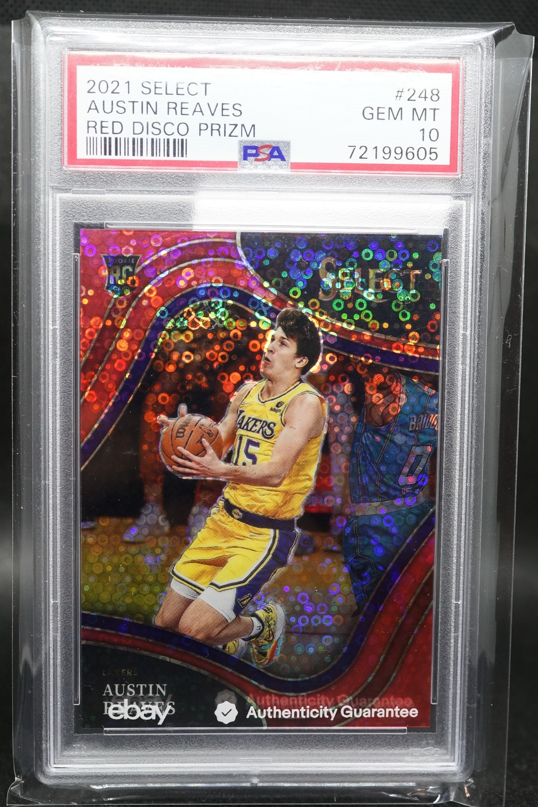Austin Reaves 2021 SELECT #248 Rookie Red Disco Prizm COURTSIDE 39/49  VERY RARE