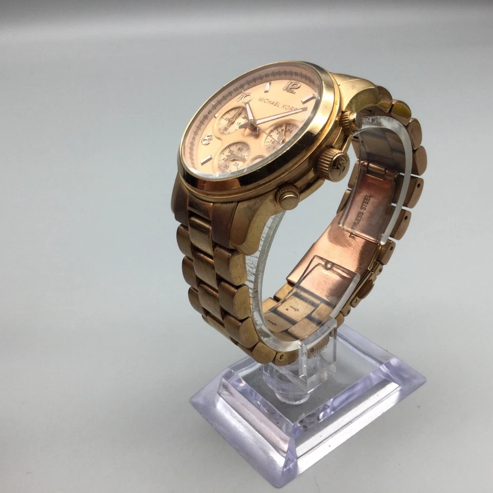 Michael Kors взлетно-посадочная полоса часы женщин MK-5128 38 мм золотой тон Дата новый аккумулятор 6,5» - Изображение 4 из 4