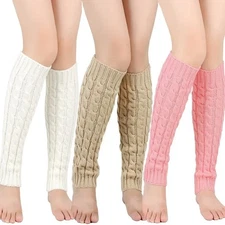 Women Winter Warm Crochet Leg Warmers Cable Knit Ladies Knitted Socks Legging US