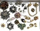 Hand Curated 21 Pc VINTAGE Flower Power Costume Jewelry Signed Brooch Lot V9