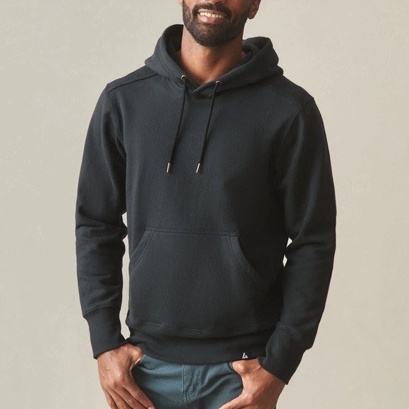 American Giant Classic Hoodie Mens Large Black Cotton Kangaroo Pocket Pullover
