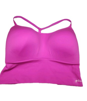Pink Active Womens Size L-DD Pink Seamless Lightly Lined Sports Bra Bralette