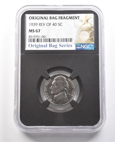 1939 Reverse Of 40 Jefferson Nickel Original Bag Fragment MS67 NGC *6126