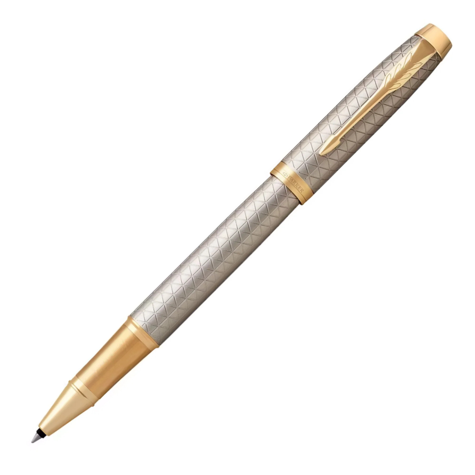 Parker IM Rollerball Pen - Premium Warm Gray with Gold Trim