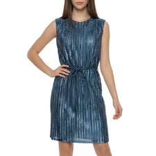 Vintage Metallic Blue Dress, Shimmer Party Dress, Evening Cocktail Dress, Size S