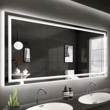10Sizes LED Bathroom Mirror Wall Mounted Vanity Makeup Anti-Fog US Plug/Hardwire