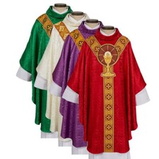Body of Christ Emblem Cowl Collar Chasuble and Stole Church Vestment Set 51 In