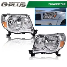 Chrome Housing Headlights HeadLamps Left & Right Fit For 2005-2011 Toyota Tacoma