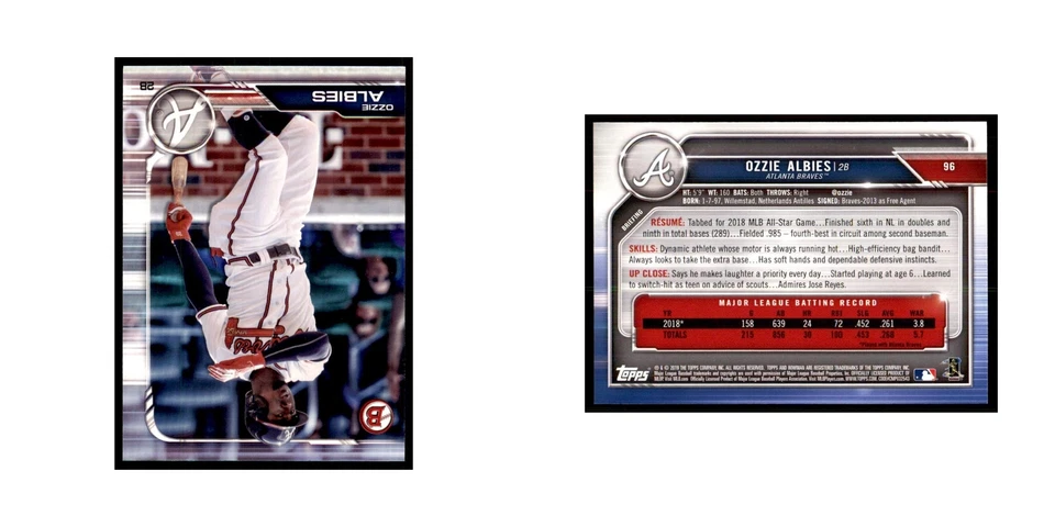 2019 Bowman Ozzie Albies Baseball Cards #96 - Image 3 of 3