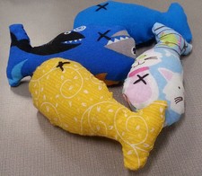 Cute Handmade Catnip Fish Toy 5 pack  made with recycled materials/organic