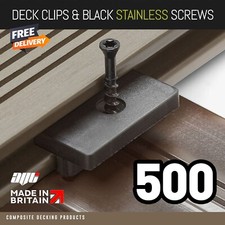 500 Composite Decking Clips Hidden Fixings Plastic T WPC Deck & Stainless Screws