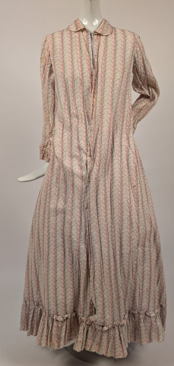 ワンピース 19th Brown Calico Cotton Dress 1800s Remade Calico Print Cotton Dress – Blossom Vintage