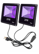    2 Pack 20W Ultraviolet LED UV Flood Light For Neon Blacklight Party Stage