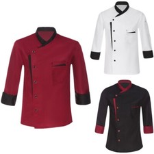 Kochjacke Herren Damen Langarm B&auml;ckerjacke Kochmantel Kockjackenkn&ouml;pfe Stehkrage