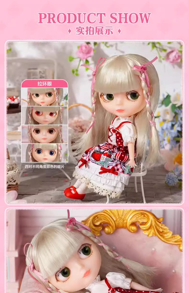 Authentic POPMART Blythe Strawberry Dress Blythe Movable Authentic POPMART Blythe Strawberry Dress Blythe Movable