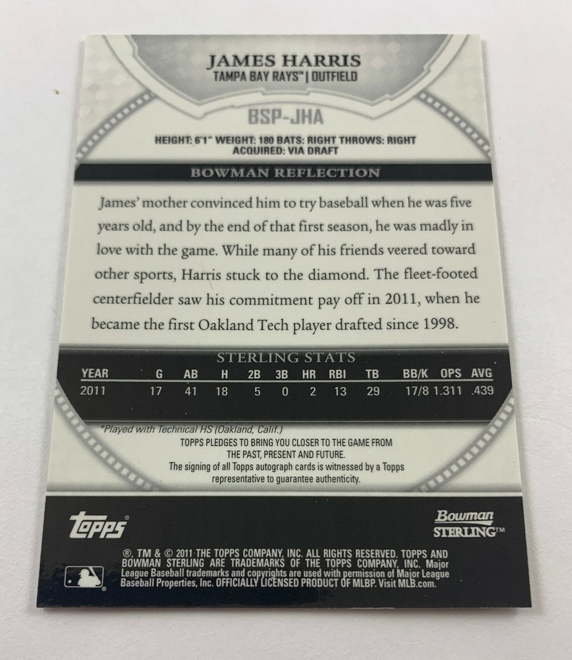 2011 Bowman Sterling James Harris Auto Card AR27 eBay
