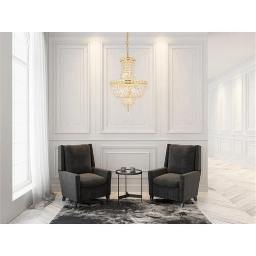 Elegant Lighting Tranquil 12-Light Crystal & Steel Chandelier in Gold - Picture 2 of 9