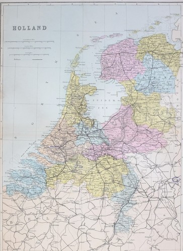 1887 ANTIQUE MAP HOLLAND UTRECHT AMSTERDAM GELDERLAND BRABANT ROTTERDAM