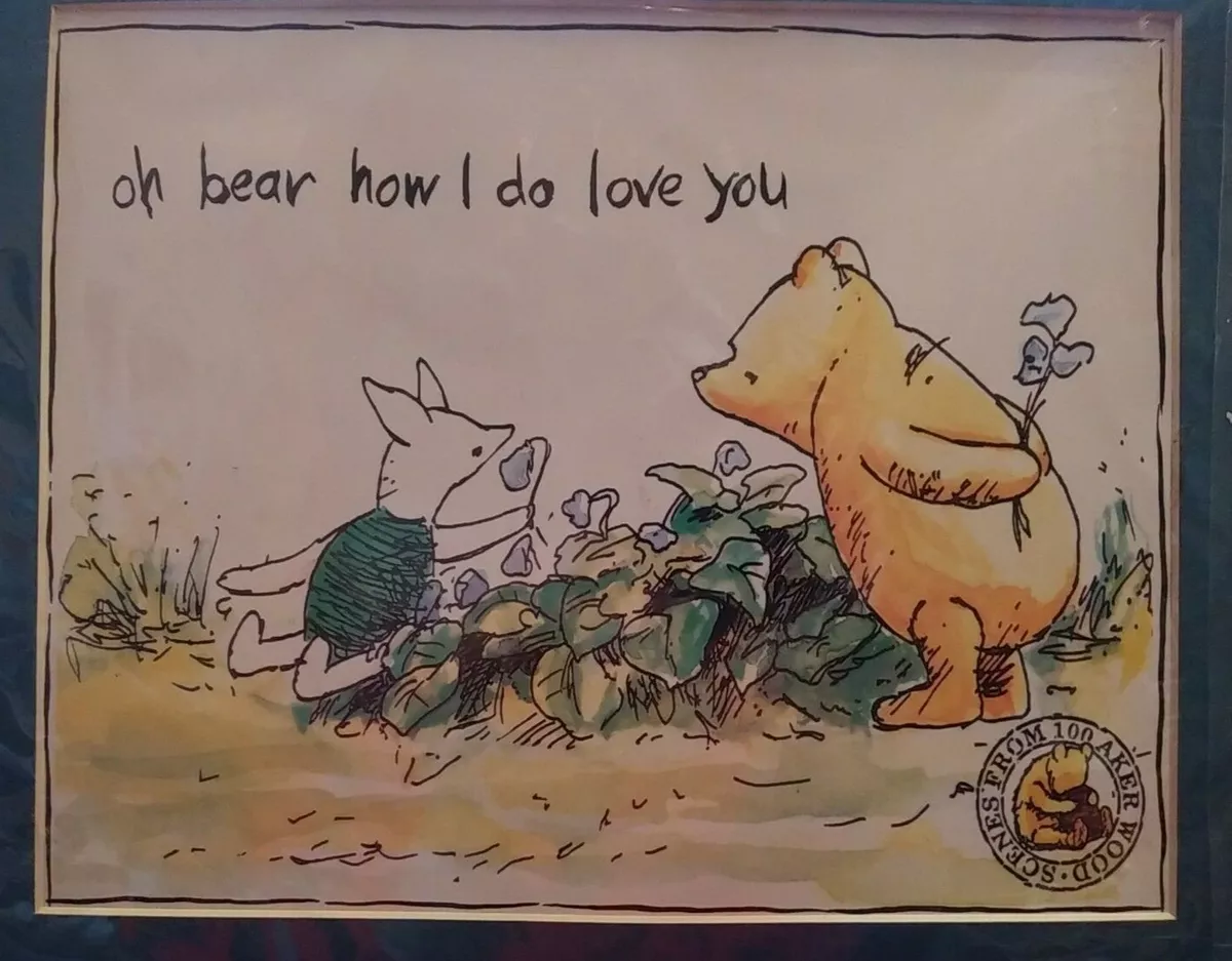 Disneyart-Winnie Pooh-print-piglet-love quote-matted-100 aker wood  stamp-11"x14" | eBay