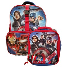 Marvel Civil War Team Captain America School Backpack  Soft Insulated Lunch Bag
