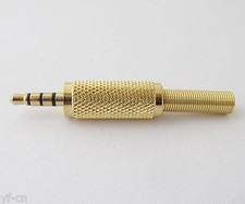 1pc Gold 3.5mm 4Pole Male Repair Headphone Metal Audio Soldering w/Spring Tail