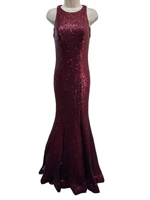 Mori Lee Madeline Gardner Burgundy Sequins Prom gown dress SZE4 Prom/wedding
