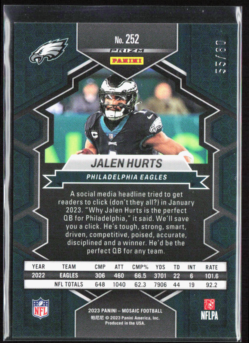 2023 Panini Mosaic Jalen Hurts National Pride Choice Fusion Red