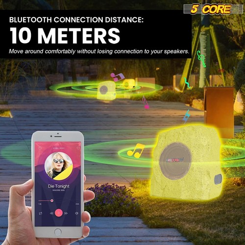 5-Core Rock Lautsprecher Paar Bluetooth Outdoor Wasserdicht Solar Garten Pool Lautsprecher - Bild 6 von 43