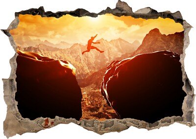 Klettern Bergsspringen 3D-Wandbild Aufkleber Wandaufkleber Poster Vinyl S651