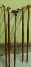 Antique Brass Walking Stick Different Handle Wooden Cane Victorian Lot of 5 Pcs