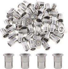 Glarks 50Pcs M8 Flat Head Threaded Rivetnut Insert Nutsert Set