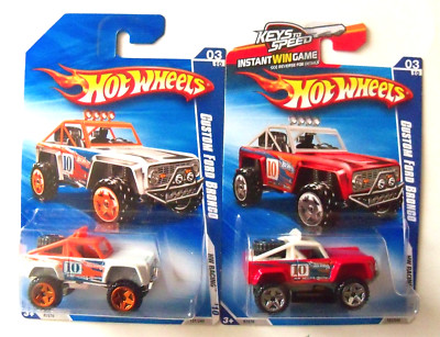 HOT WHEELS HW RACING '10 LOT TWO CUSTOM FORD BRONCOI WHITE & RED VERSIONS NIP