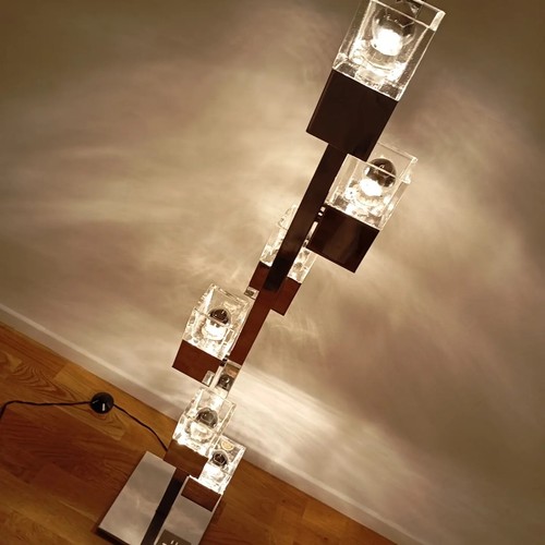 Lampada da Terra Gaetano Sciolari per Stilkronen Cubic Glass '70 Italian Vintage - Picture 21 of 24